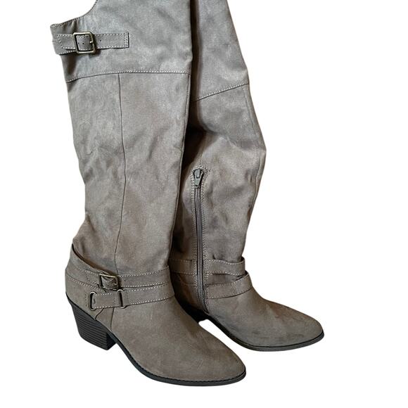 Womens Gray Over the Knee High Heel Boots‎ Buckle Accent Detail Fashion, 8.5M - Picture 1 of 5